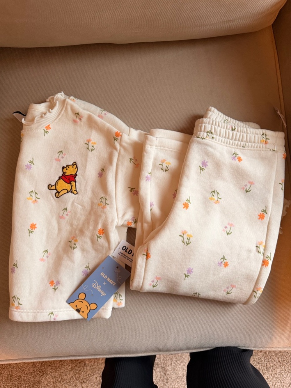 Disney Winnie the Pooh Cream Floral Kids Sweatshirt and Sweatpant Set - Old Navy